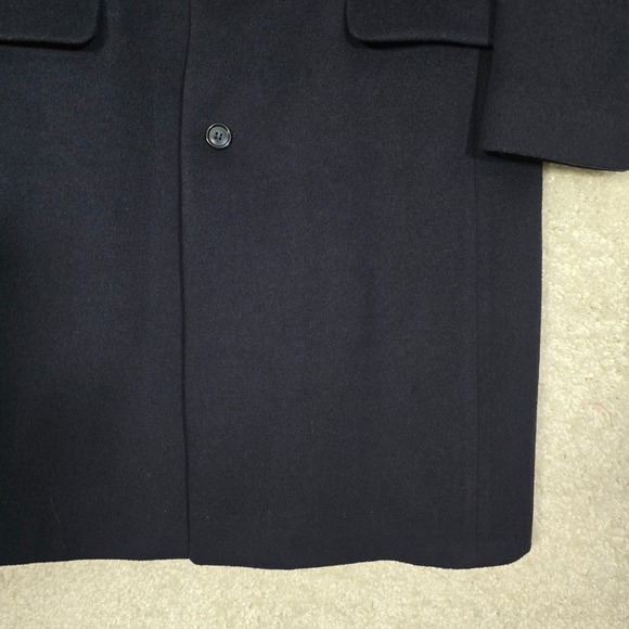 Lanificio Vallombrosa Coat Mens 42R Navy Blue Wool Cashmere Long Preppy - Picture 2 of 15